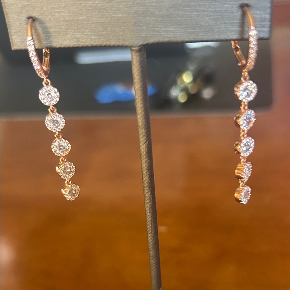 Sparkling Rose Gold Dangle Earrings